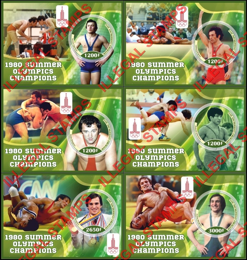 Central African Republic 2018 Olympics Wrestling Champions in Moscow in 1980 Illegal Stamp Souvenir Sheets of 1 Central African Republic 2018 Olympics Wrestling Champions in Moscow in 1980 Illegal Stamp Souvenir Sheets of 1