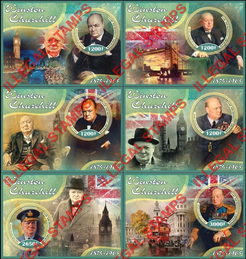 Central African Republic 2018 Winston Churchill Illegal Stamp Souvenir Sheets of 1 Central African Republic 2018 Winston Churchill Illegal Stamp Souvenir Sheets of 1