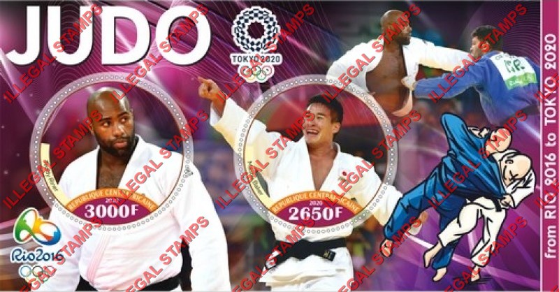 Central African Republic 2020 Judo Olympic Games Illegal Stamp Souvenir Sheet of 2 Central African Republic 2020 Judo Olympic Games Illegal Stamp Souvenir Sheet of 2