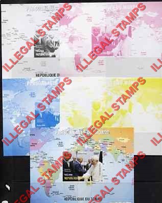 Chad 2009 World Personalities Illegal Stamps in Souvenir Sheet of 1 Color Proof Set Chad 2009 World Personalities Illegal Stamps in Souvenir Sheet of 1 Color Proof Set