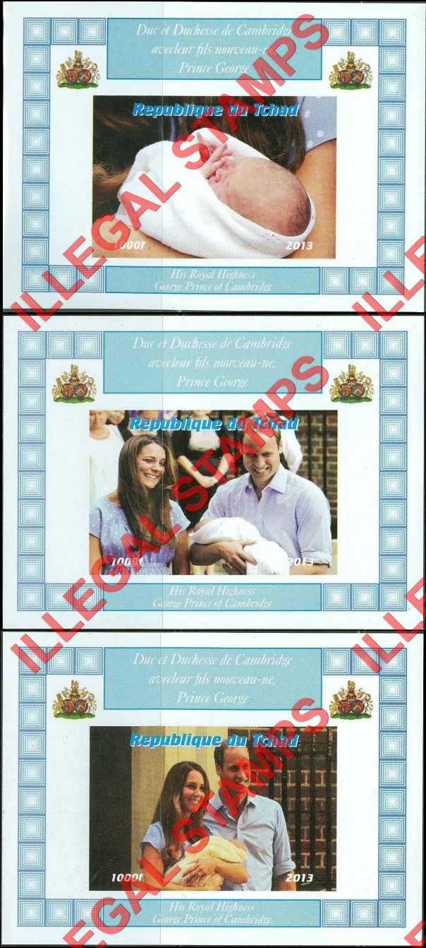 Chad 2013 Royal Baby Prince George Illegal Stamps in Deluxe Souvenir Sheets of 1 Chad 2013 Royal Baby Prince George Illegal Stamps in Deluxe Souvenir Sheets of 1