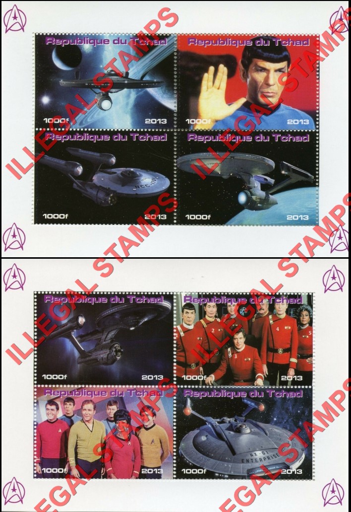 Chad 2013 Star Trek Illegal Stamps in Souvenir Sheets of 4 (Part 2) Chad 2013 Star Trek Illegal Stamps in Souvenir Sheets of 4 (Part 2)