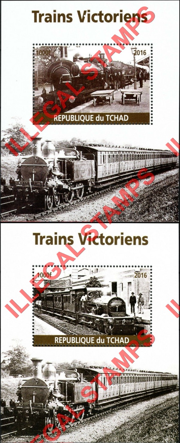 Chad 2016 Victorian Trains Illegal Stamps in Souvenir Sheets of 1 Chad 2016 Victorian Trains Illegal Stamps in Souvenir Sheets of 1