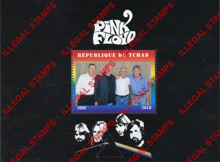 Chad 2018 Pink Floyd Illegal Stamps in Souvenir Sheet of 1 Chad 2018 Pink Floyd Illegal Stamps in Souvenir Sheet of 1