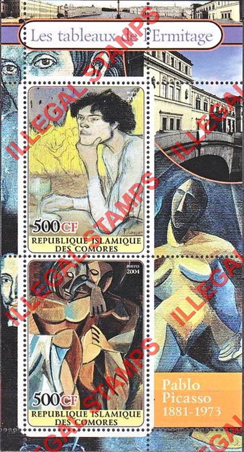 Comoro Islands 2004 Ermitage Paintings Counterfeit Illegal Stamp Souvenir Sheet of 2 (Sheet 2) Comoro Islands 2004 Ermitage Paintings Counterfeit Illegal Stamp Souvenir Sheet of 2 (Sheet 2)
