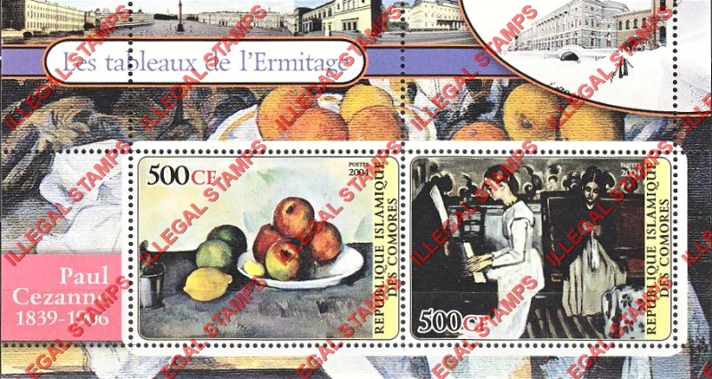 Comoro Islands 2004 Ermitage Paintings Counterfeit Illegal Stamp Souvenir Sheet of 2 (Sheet 3) Comoro Islands 2004 Ermitage Paintings Counterfeit Illegal Stamp Souvenir Sheet of 2 (Sheet 3)