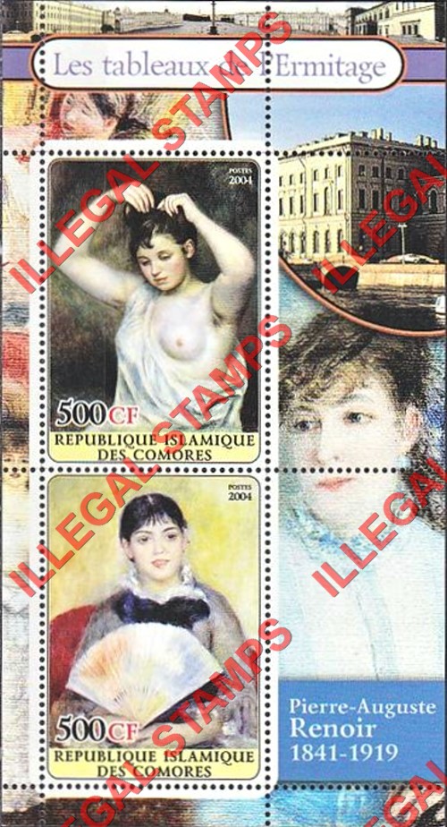 Comoro Islands 2004 Ermitage Paintings Counterfeit Illegal Stamp Souvenir Sheet of 2 (Sheet 5) Comoro Islands 2004 Ermitage Paintings Counterfeit Illegal Stamp Souvenir Sheet of 2 (Sheet 5)