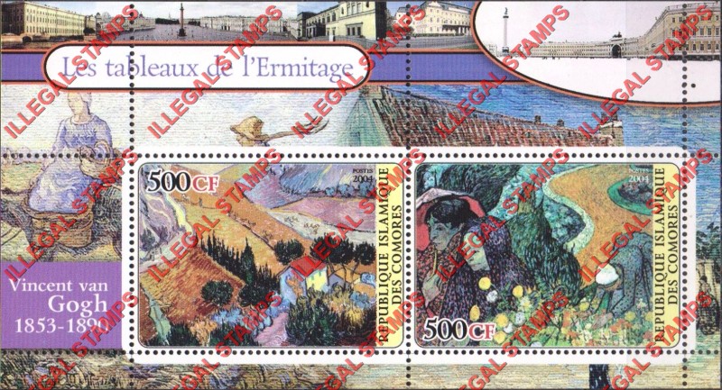 Comoro Islands 2004 Ermitage Paintings Counterfeit Illegal Stamp Souvenir Sheet of 2 (Sheet 6) Comoro Islands 2004 Ermitage Paintings Counterfeit Illegal Stamp Souvenir Sheet of 2 (Sheet 6)
