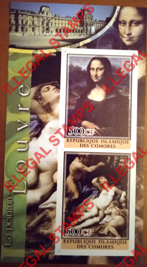 Comoro Islands 2004 Louvre Paintings Counterfeit Illegal Stamp Souvenir Sheet of 2 (Sheet 1) Comoro Islands 2004 Louvre Paintings Counterfeit Illegal Stamp Souvenir Sheet of 2 (Sheet 1)