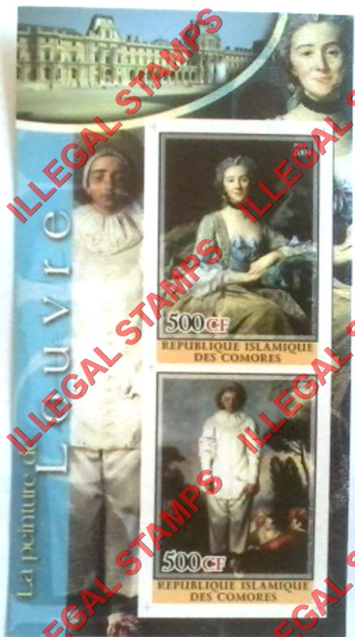 Comoro Islands 2004 Louvre Paintings Counterfeit Illegal Stamp Souvenir Sheet of 2 (Sheet 5) Comoro Islands 2004 Louvre Paintings Counterfeit Illegal Stamp Souvenir Sheet of 2 (Sheet 5)