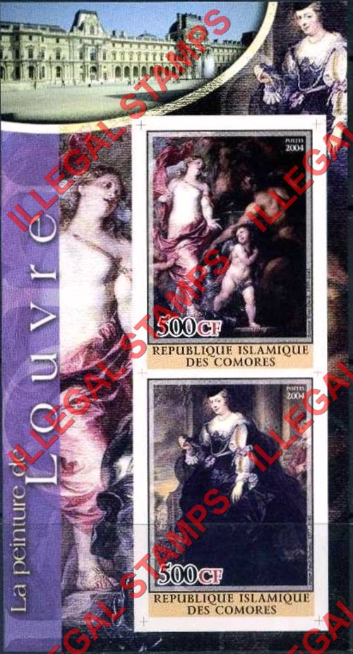 Comoro Islands 2004 Louvre Paintings Counterfeit Illegal Stamp Souvenir Sheet of 2 (Sheet 6) Comoro Islands 2004 Louvre Paintings Counterfeit Illegal Stamp Souvenir Sheet of 2 (Sheet 6)