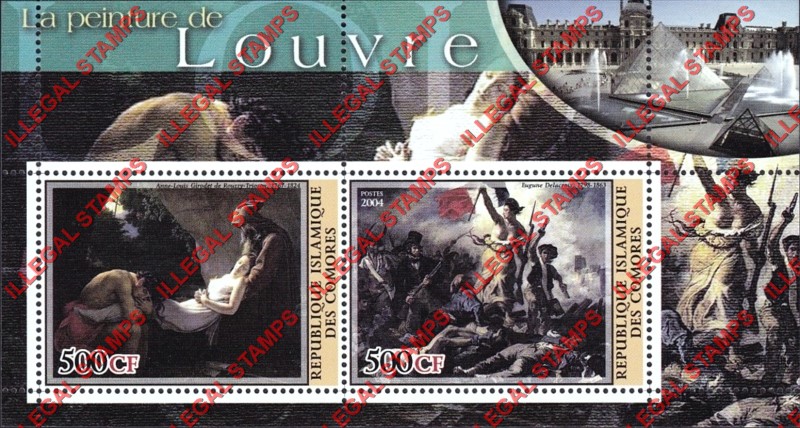 Comoro Islands 2004 Louvre Paintings Counterfeit Illegal Stamp Souvenir Sheet of 2 (Sheet 7) Comoro Islands 2004 Louvre Paintings Counterfeit Illegal Stamp Souvenir Sheet of 2 (Sheet 7)