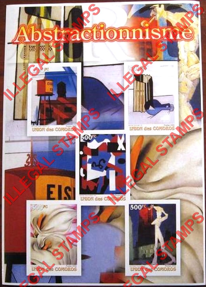 Comoro Islands 2005 Art Abstractionism Counterfeit Illegal Stamp Souvenir Sheet of 5 Comoro Islands 2005 Art Abstractionism Counterfeit Illegal Stamp Souvenir Sheet of 5