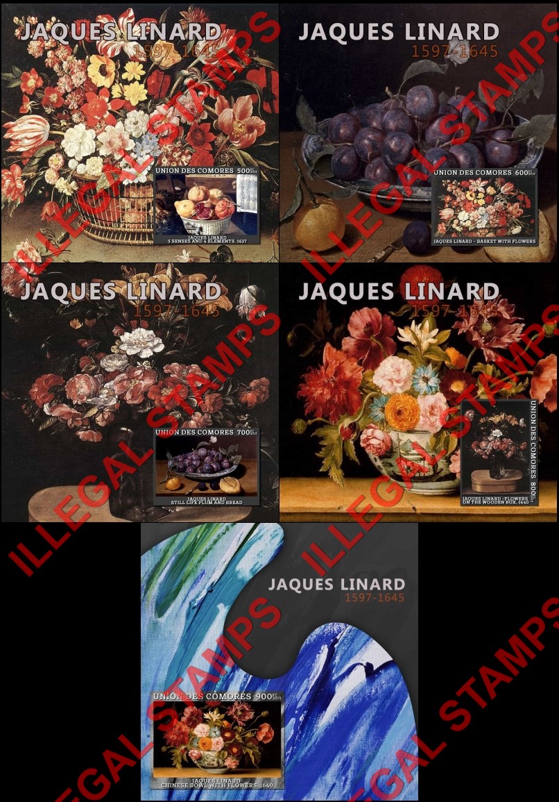 Comoro Islands 2015 Paintings by Jaques Linard Counterfeit Illegal Stamp Souvenir Sheets of 1 Comoro Islands 2015 Paintings by Jaques Linard Counterfeit Illegal Stamp Souvenir Sheets of 1