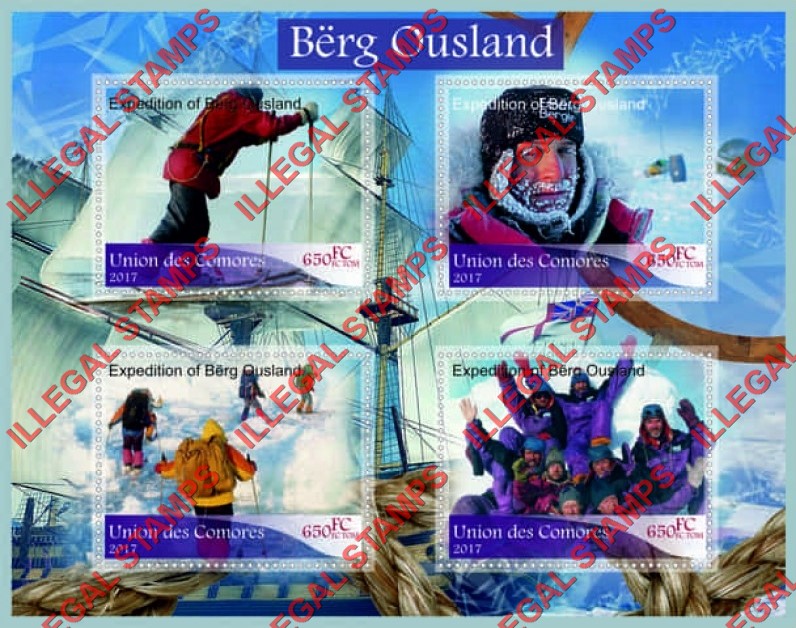 Comoro Islands 2017 Borge Ousland Polar Expedition Counterfeit Illegal Stamp Souvenir Sheet of 4 Comoro Islands 2017 Borge Ousland Polar Expedition Counterfeit Illegal Stamp Souvenir Sheet of 4