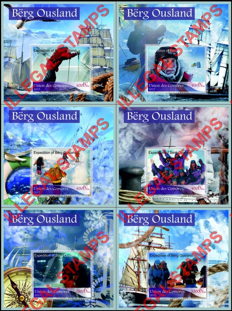 Comoro Islands 2017 Borge Ousland Polar Expedition Counterfeit Illegal Stamp Souvenir Sheets of 1 Comoro Islands 2017 Borge Ousland Polar Expedition Counterfeit Illegal Stamp Souvenir Sheets of 1
