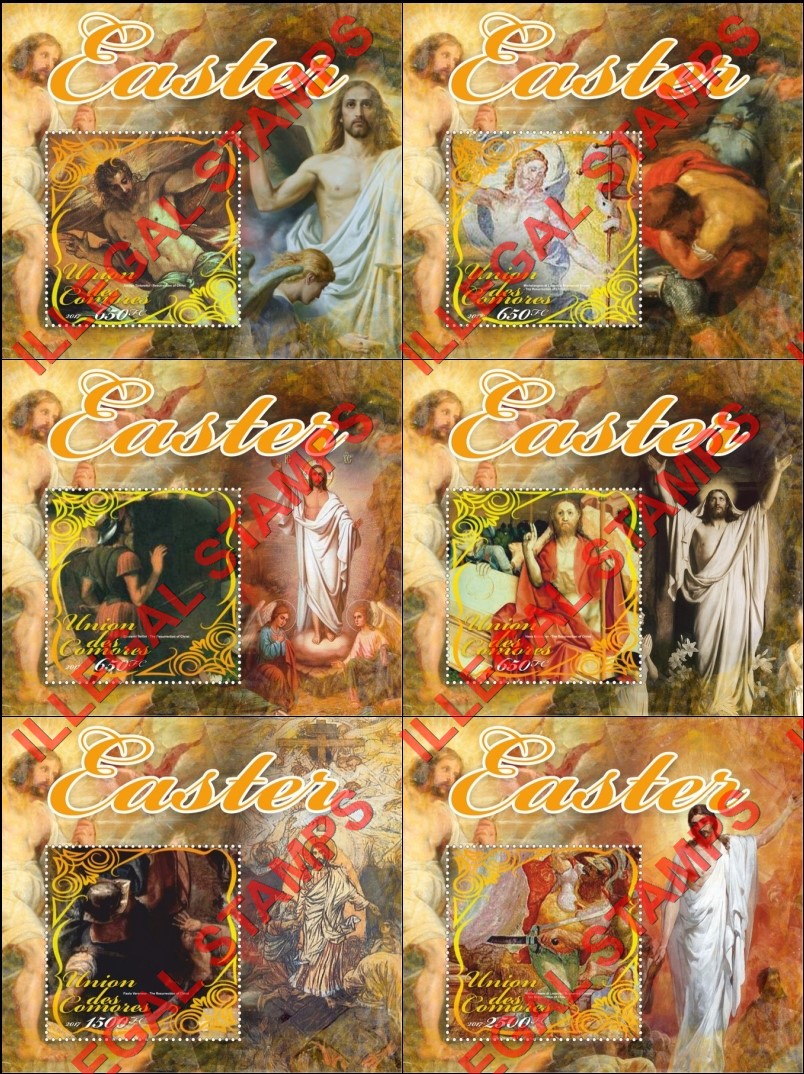 Comoro Islands 2017 Easter Paintings Counterfeit Illegal Stamp Souvenir Sheets of 1 Comoro Islands 2017 Easter Paintings Counterfeit Illegal Stamp Souvenir Sheets of 1