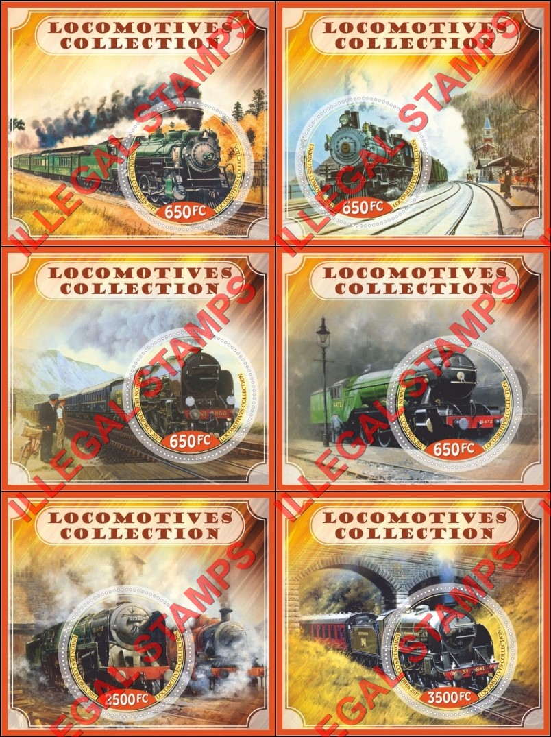 Comoro Islands 2017 Locomotives Collection Counterfeit Illegal Stamp Souvenir Sheets of 1 Comoro Islands 2017 Locomotives Collection Counterfeit Illegal Stamp Souvenir Sheets of 1