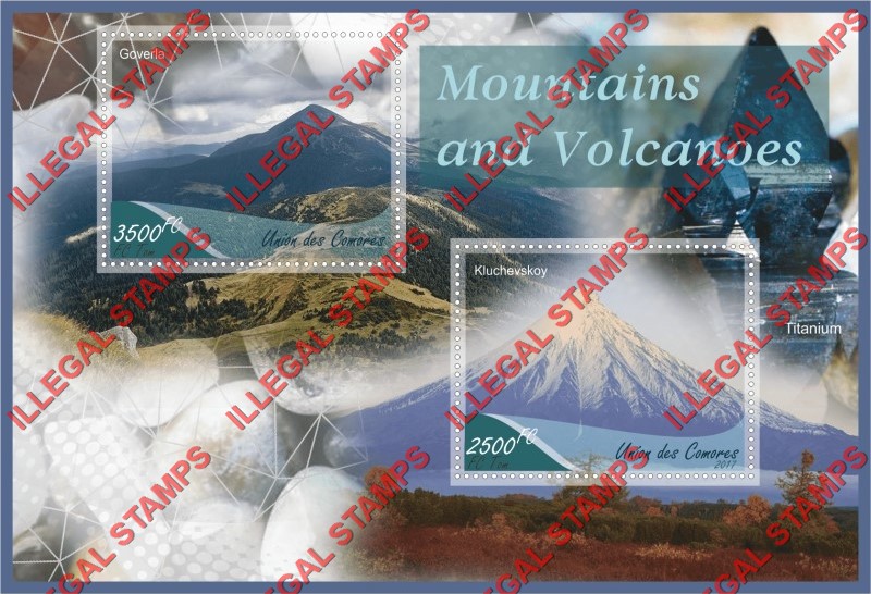 Comoro Islands 2017 Mountains and Volcanoes Counterfeit Illegal Stamp Souvenir Sheet of 2 Comoro Islands 2017 Mountains and Volcanoes Counterfeit Illegal Stamp Souvenir Sheet of 2