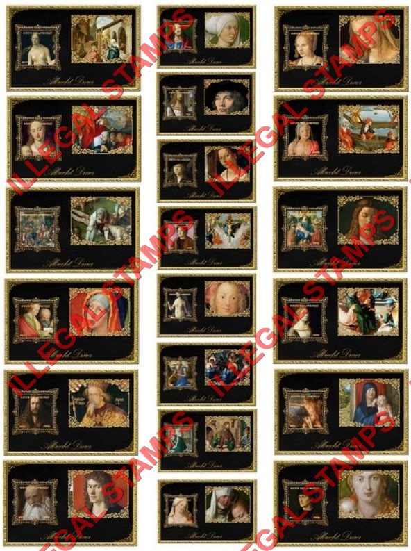 Comoro Islands 2017 Paintings by Albrecht Durer Counterfeit Illegal Stamp Souvenir Sheets of 1 Comoro Islands 2017 Paintings by Albrecht Durer Counterfeit Illegal Stamp Souvenir Sheets of 1
