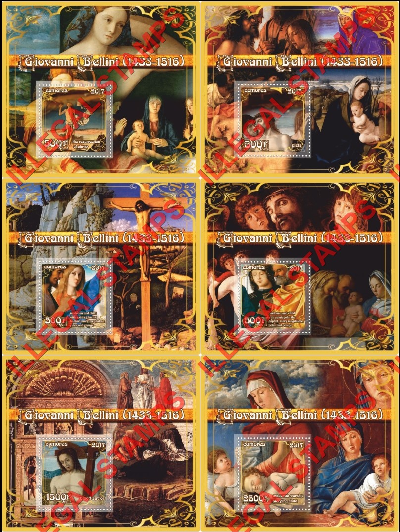 Comoro Islands 2017 Painting by Giovanni Bellini Counterfeit Illegal Stamp Souvenir Sheets of 1 Comoro Islands 2017 Painting by Giovanni Bellini Counterfeit Illegal Stamp Souvenir Sheets of 1