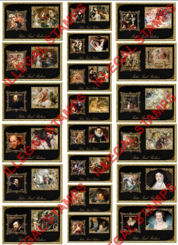 Comoro Islands 2017 Paintings by Peter Paul Rubens Counterfeit Illegal Stamp Souvenir Sheets of 1 Comoro Islands 2017 Paintings by Peter Paul Rubens Counterfeit Illegal Stamp Souvenir Sheets of 1