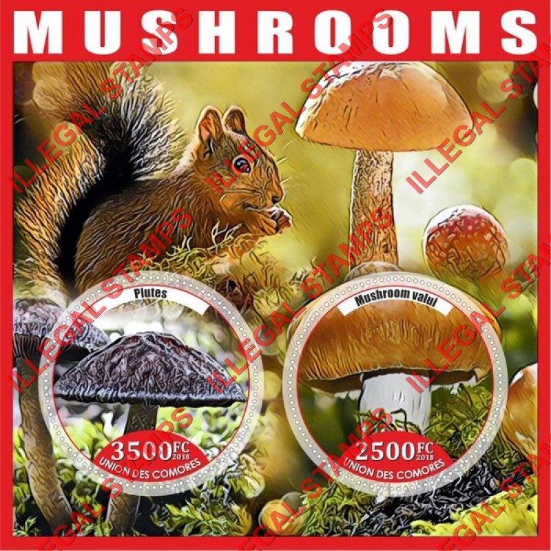 Comoro Islands 2018 Mushrooms (different a) Counterfeit Illegal Stamp Souvenir Sheet of 2 Comoro Islands 2018 Mushrooms (different a) Counterfeit Illegal Stamp Souvenir Sheet of 2