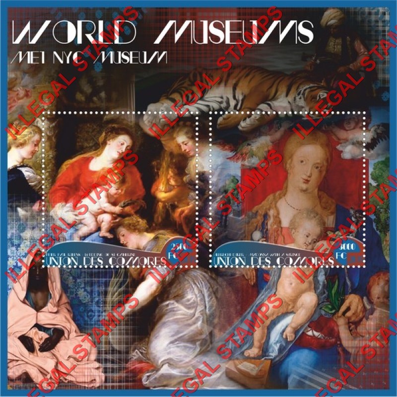 Comoro Islands 2018 World Museums MET NYC Paintings Counterfeit Illegal Stamp Souvenir Sheet of 2 Comoro Islands 2018 World Museums MET NYC Paintings Counterfeit Illegal Stamp Souvenir Sheet of 2