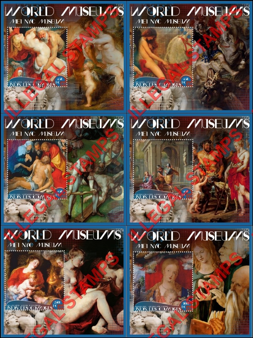 Comoro Islands 2018 World Museums MET NYC Paintings Counterfeit Illegal Stamp Souvenir Sheets of 1 Comoro Islands 2018 World Museums MET NYC Paintings Counterfeit Illegal Stamp Souvenir Sheets of 1