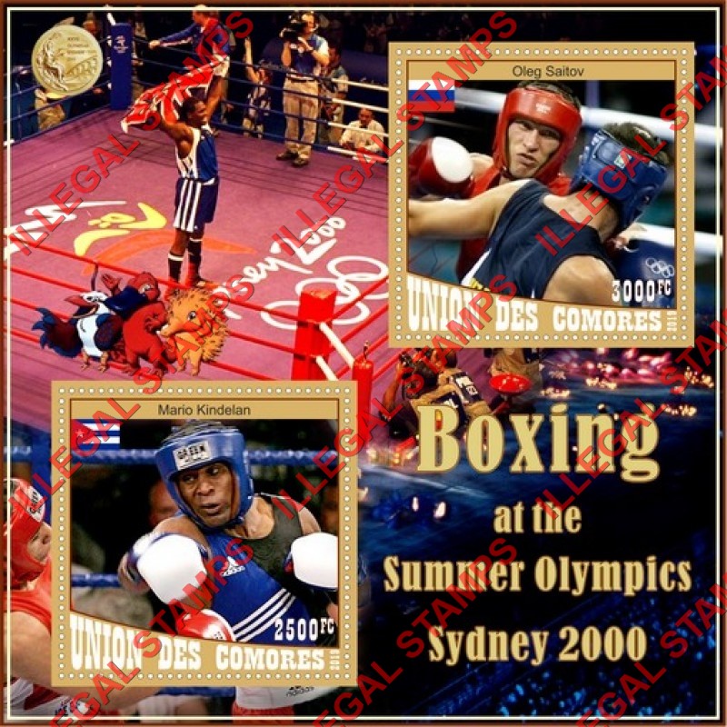 Comoro Islands 2019 Olympic Games in Sydney in 2000 Boxing Counterfeit Illegal Stamp Souvenir Sheet of 2