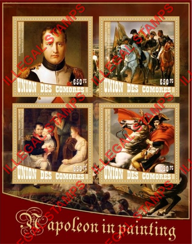 Comoro Islands 2020 Napoleon Bonaparte in Paintings Counterfeit Illegal Stamp Souvenir Sheet of 4