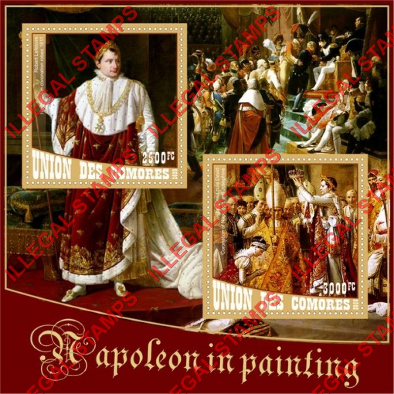 Comoro Islands 2020 Napoleon Bonaparte in Paintings Counterfeit Illegal Stamp Souvenir Sheet of 2