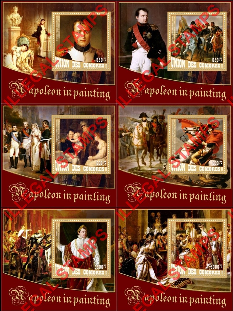 Comoro Islands 2020 Napoleon Bonaparte in Paintings Counterfeit Illegal Stamp Souvenir Sheets of 1