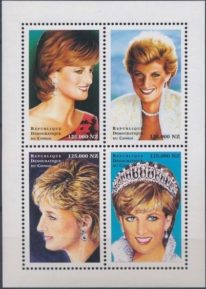 Congo Democratic Republic 1998 Princess Diana Sheet of 4 Scott Number 1484 Congo Democratic Republic 1998 Princess Diana Sheet of 4 Scott Number 1484