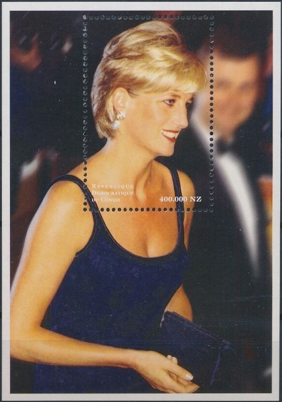 Congo Democratic Republic 1998 Princess Diana Souvenir Sheet of 1 Scott Number 1485 Congo Democratic Republic 1998 Princess Diana Souvenir Sheet of 1 Scott Number 1485