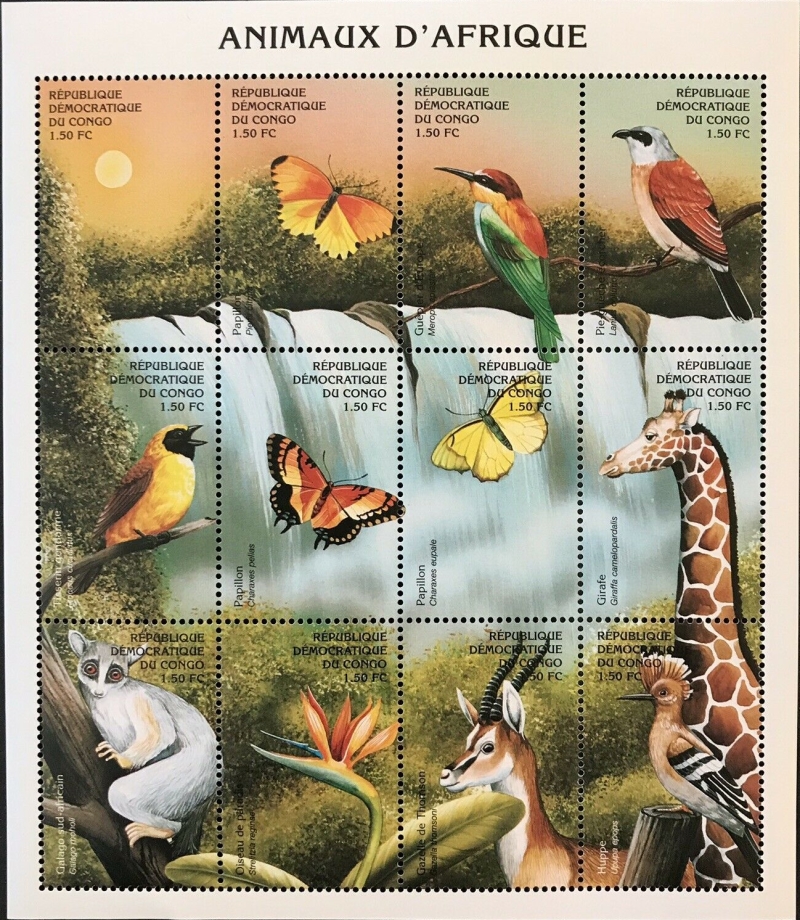 Congo Democratic Republic 2000 Animals of Africa Souvenir Sheet of 12 Scott Number 1513 Congo Democratic Republic 2000 Animals of Africa Souvenir Sheet of 12 Scott Number 1513