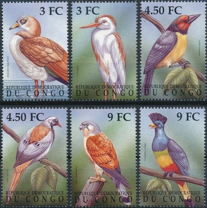 Congo Democratic Republic 2000 Birds Scott Number 1522-1527 Congo Democratic Republic 2000 Birds Scott Number 1522-1527
