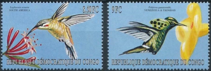Congo Democratic Republic 2000 Birds Hummingbirds Scott Number 1532-1533 Congo Democratic Republic 2000 Birds Hummingbirds Scott Number 1532-1533