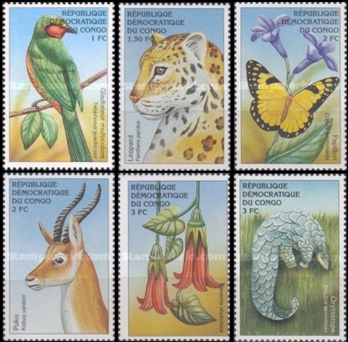 Congo Democratic Republic 2000 Flora and Fauna Scott Number 1505-1510 Congo Democratic Republic 2000 Flora and Fauna Scott Number 1505-1510