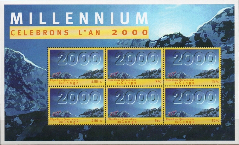 Congo Democratic Republic 2000 Millennium Souvenir Sheet of 6 Scott Number 1521 Congo Democratic Republic 2000 Millennium Souvenir Sheet of 6 Scott Number 1521