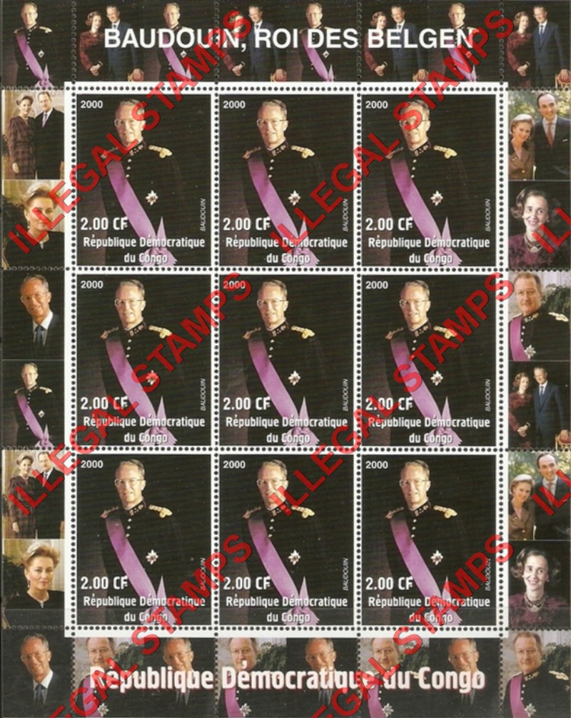 Congo Democratic Republic 2000 Belgium Royal Family Illegal Stamp Sheets of 9 (Part 1) Congo Democratic Republic 2000 Belgium Royal Family Illegal Stamp Sheets of 9 (Part 1)