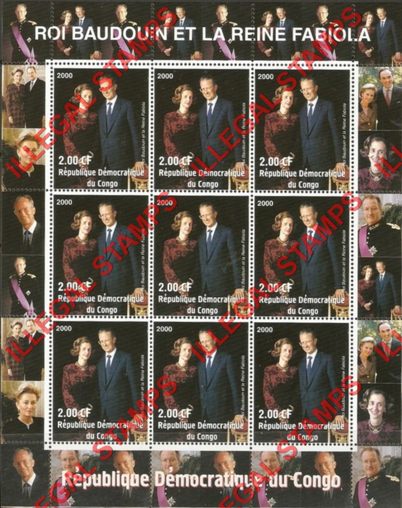 Congo Democratic Republic 2000 Belgium Royal Family Illegal Stamp Sheets of 9 (Part 2) Congo Democratic Republic 2000 Belgium Royal Family Illegal Stamp Sheets of 9 (Part 2)