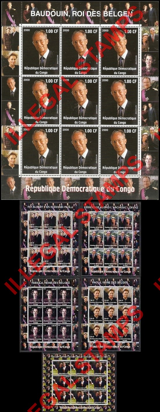Congo Democratic Republic 2000 Belgium Royal Family Illegal Stamp Sheets of 9 (Part 3) Congo Democratic Republic 2000 Belgium Royal Family Illegal Stamp Sheets of 9 (Part 3)