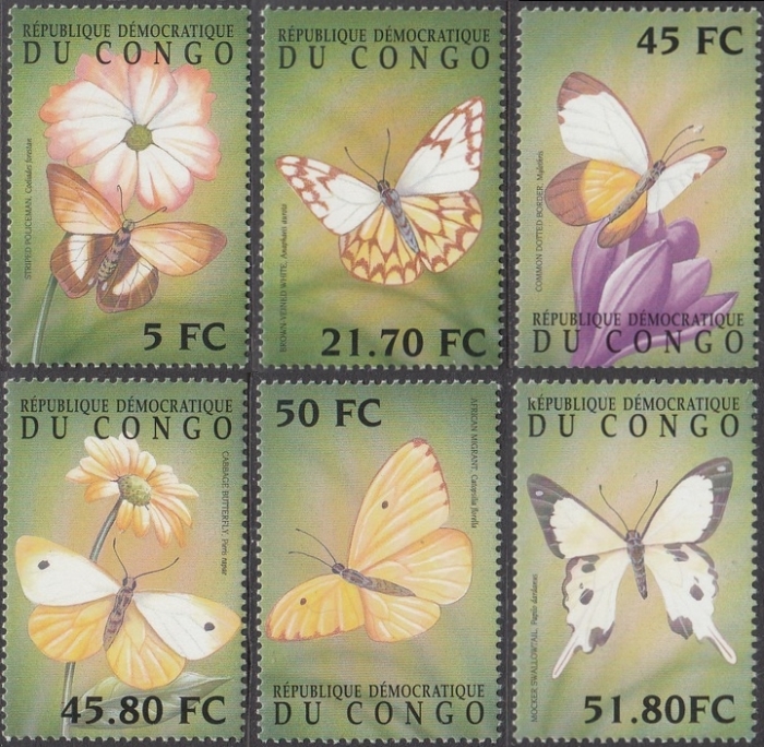 Congo Democratic Republic 2001 Butterflies Scott Number 1591-1596 Congo Democratic Republic 2001 Butterflies Scott Number 1591-1596