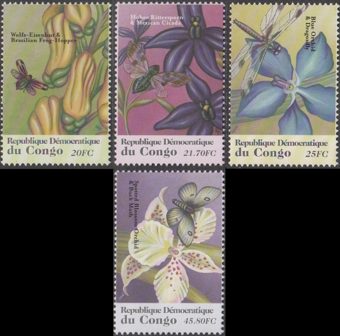 Congo Democratic Republic 2001 Flowers and Insects Scott Number 1603-1606 Congo Democratic Republic 2001 Flowers and Insects Scott Number 1603-1606