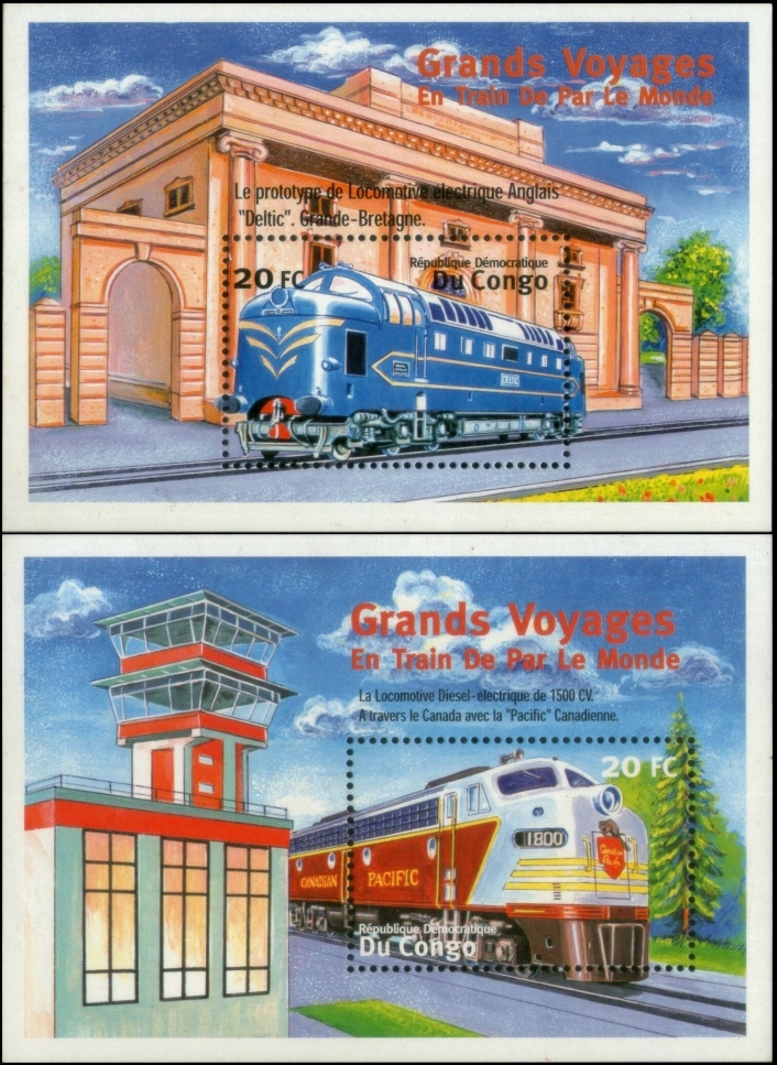 Congo Democratic Republic 2001 Trains Souvenir Sheets of 1 Scott Number 1570-1571 Congo Democratic Republic 2001 Trains Souvenir Sheets of Scott Number 1570-1571