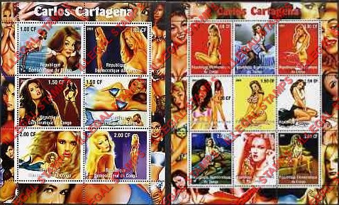Congo Democratic Republic 2001 Carlos Cartagena Art Illegal Stamp Sheets of 9 and 6 Congo Democratic Republic 2001 Carlos Cartagena Art Illegal Stamp Sheets of 9 and 6