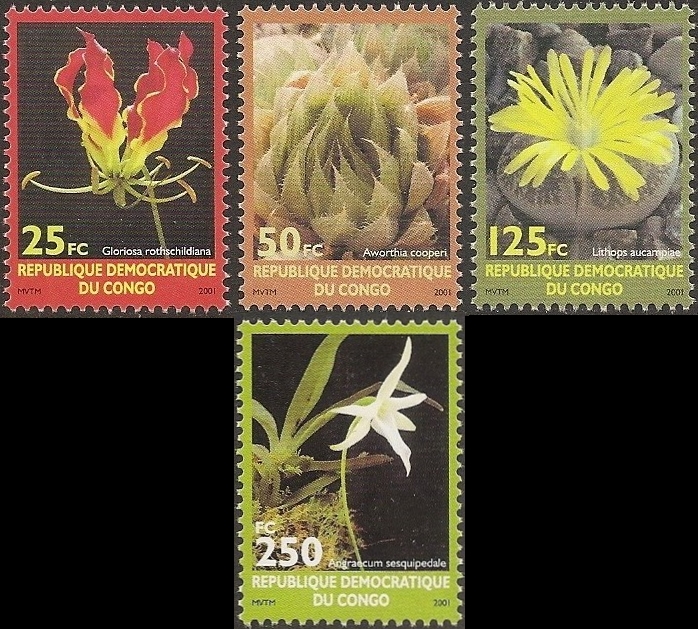 Congo Democratic Republic 2002 Flowering Plants Scott Number 1626-1629 Congo Democratic Republic 2002 Flowering Plants Scott Number 1626-1629