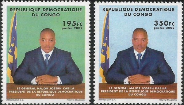 Congo Democratic Republic 2002 Joseph Kabila Scott Number 1643-1644 Congo Democratic Republic 2002 Joseph Kabila Scott Number 1643-1644