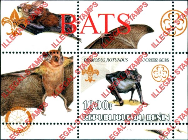 Congo Democratic Republic 2002 Bats Illegal Stamp Souvenir Sheet of 1 Congo Democratic Republic 2002 Bats Illegal Stamp Souvenir Sheet of 1
